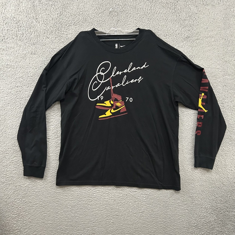 Cleveland Cavaliers Shirt Mens Large Black Long Sleeve Loose Fit Nike DO7305
